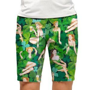 Loudmouth St Patrick’s Erin Go Bragh Irish Pinup Girl Walking Shorts Sz 12